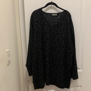 Ulla Popken Black Patterned Crew Neck Sweater